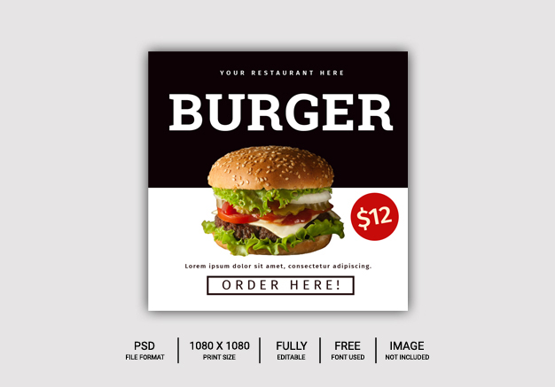You'll find instagram posts, stories and feed templates you can use for . Food Burger Post Banner Social Media Template Free Download
