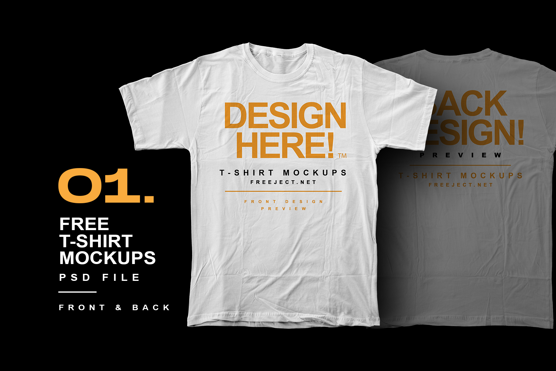 Place your apparel design through smart object · 2. Free Download T Shirt Mockups Design Psd File